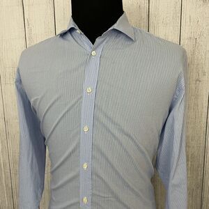 Kent & Curwen Men's XL Blue & White Gingham Classic Fit Button-Front Shirt
